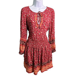 American Eagle Mini Drop Waist Dress Womens M Floral Bohemian Smocked Cottage